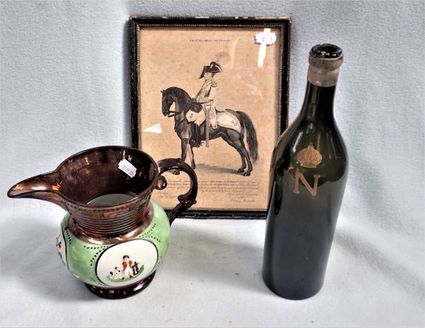 A WINE BOTTLE, WITH NAPOLEONIC 'N' AND CROWN IN GILT