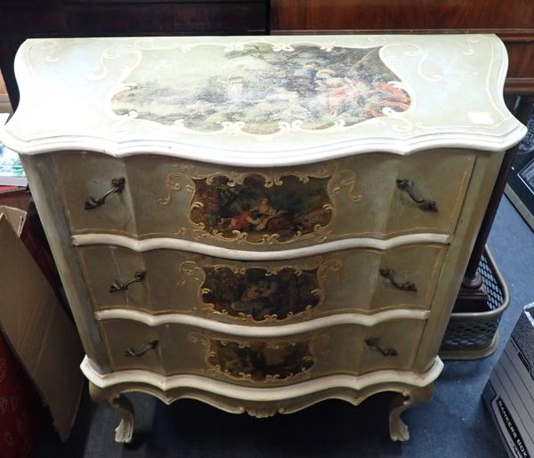 A FRENCH SMALL PAINTED COMMODE