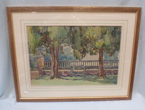 A GARDEN SCENE, WATERCOLOUR, 20TH  CENTURY