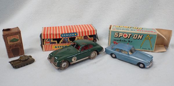 A SCALEX ASTON MARTIN, BOXED, IN GREEN