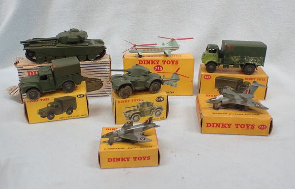 SEVEN BOXED DINKY TOYS, MILITARY VEHICLES