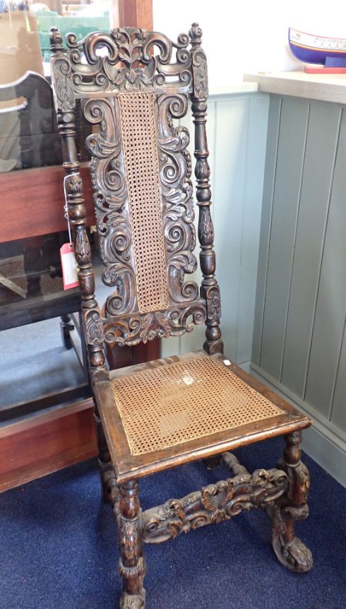 A LATE 17TH CENTURY WALNUT AND CANED SIDE CHAIR