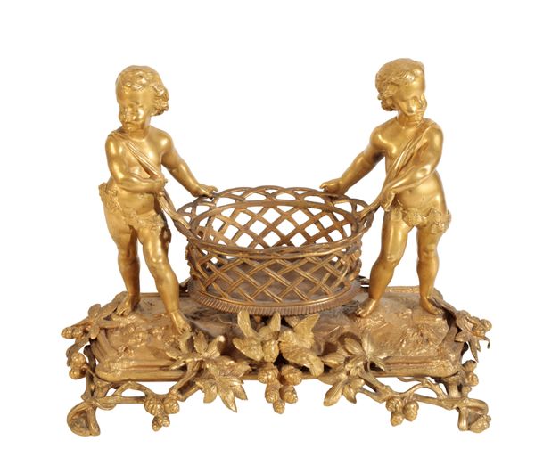 A FRENCH GILT METAL FIGURAL TABLE CENTREPIECE BY ALPHONSE GIROUX