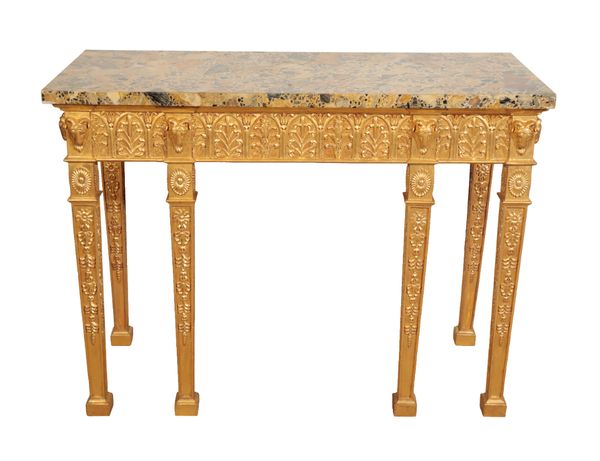 A GILTWOOD PIER TABLE IN THE MANNER OF A ROBERT ADAM DESIGN