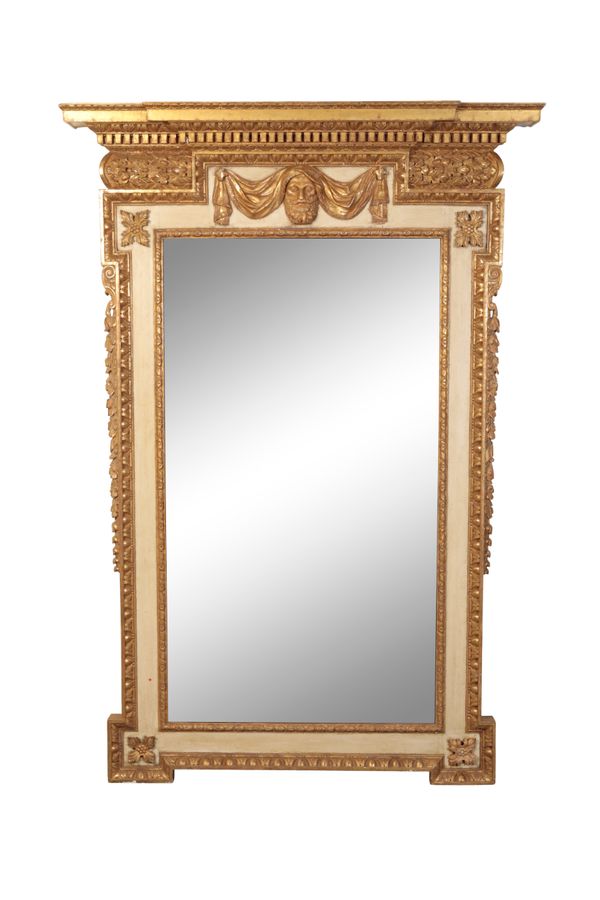 A PAIR OF LARGE WHITE-PAINTED AND PARCEL-GILT PIER MIRRORS, IN THE MANNER OF WILLIAM KENT