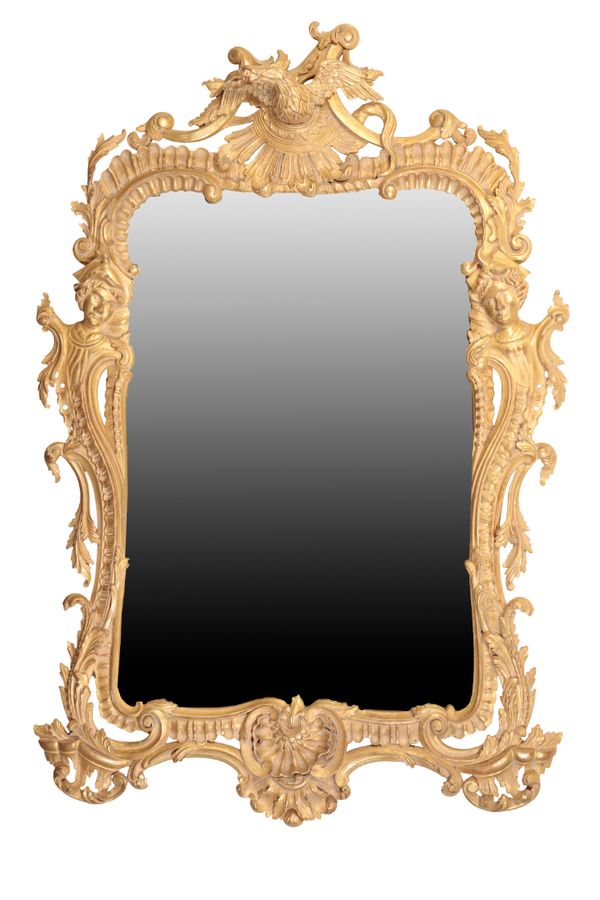 A LARGE GILTWOOD WALL MIRROR IN THE MANNER OF MATTHIAS LOCK