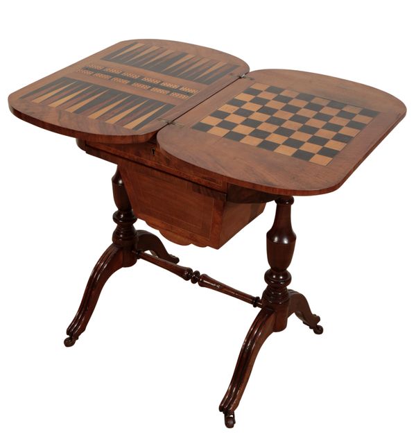 A WALNUT GAMES TABLE
