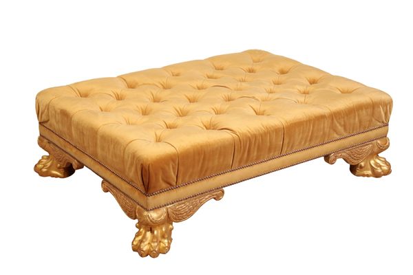 A LARGE GILTWOOD STOOL IN REGENCY STYLE