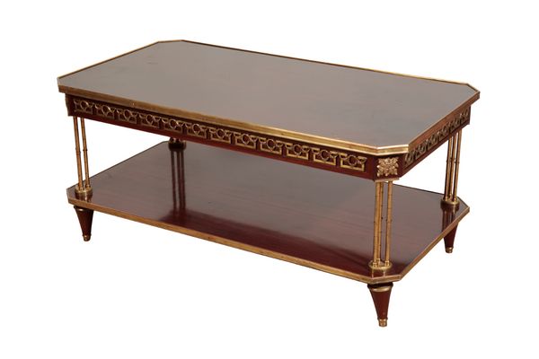 AN EMPIRE STYLE MAHOGANY AND GILT METAL MOUNTED COFFEE TABLE