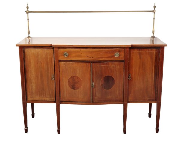 AN EDWARDIAN MAHOGANY BOWFRONT SIDEBOARD