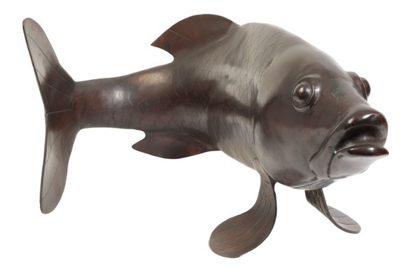 A BRONZE MODEL OF A CARP