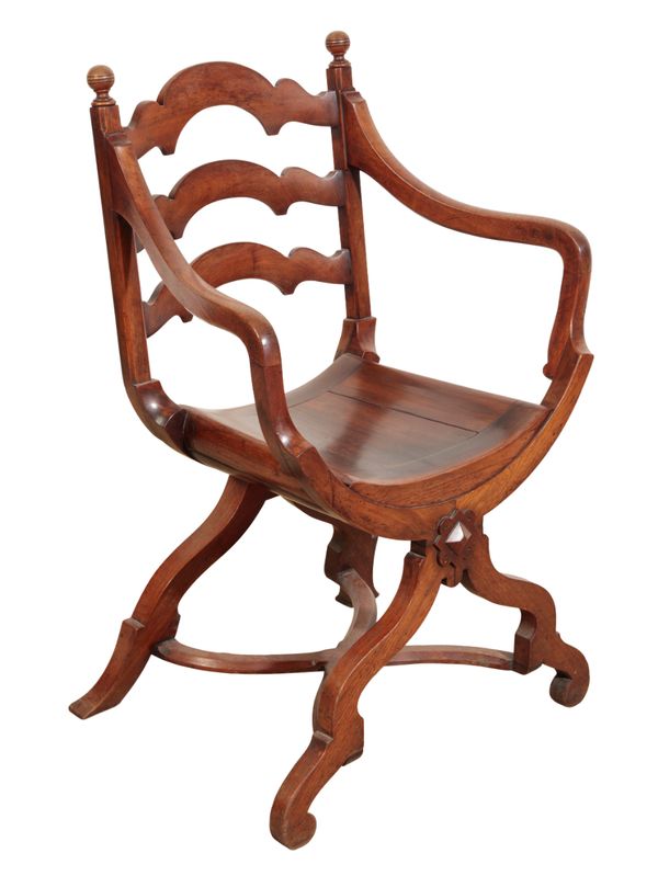 A LATE 19TH CENTURY WALNUT ARMCHAIR