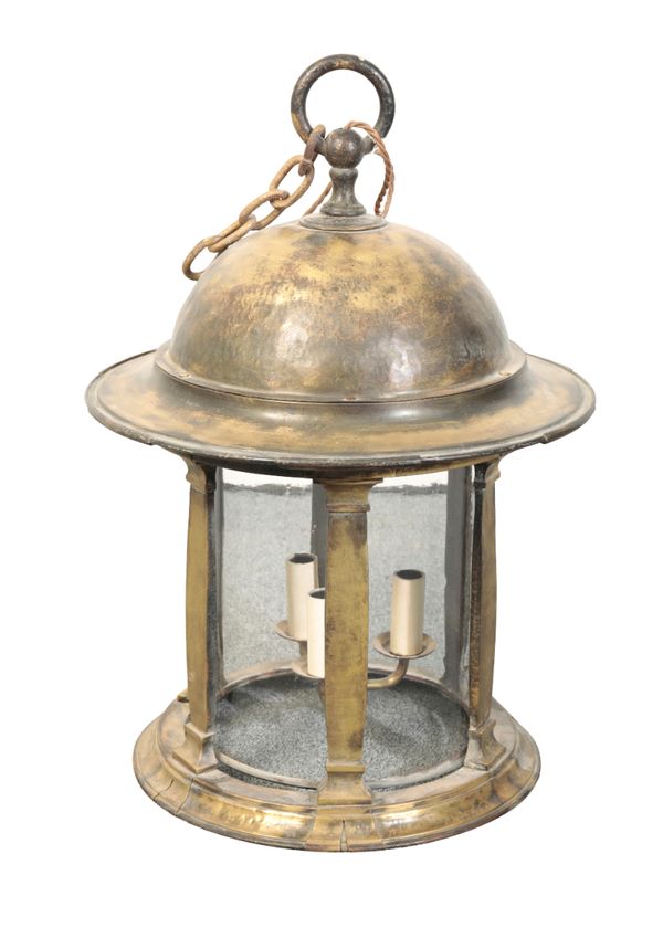 A BRASS HALL LANTERN