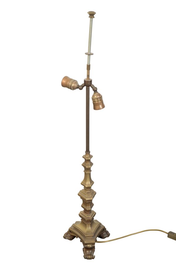 A BRASS COLUMN LAMP