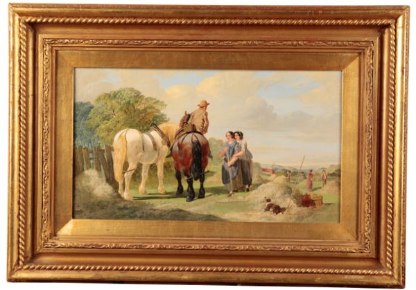 HENRY CHARLES WOOLLETT (FL.1851-1898) Bucolic scene with figures harvesting