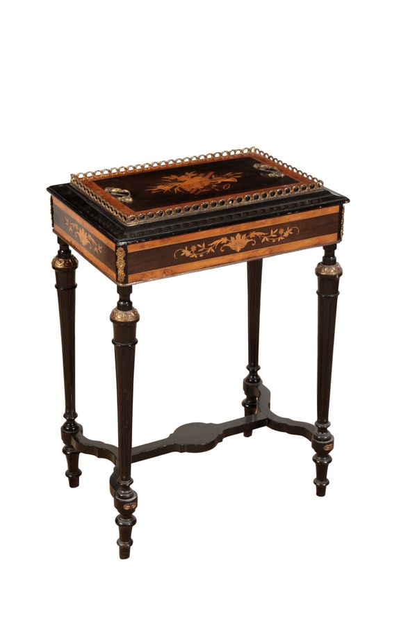 A VICTORIAN MARQUETRY AND GILT METAL MOUNTED JARDINIERE STAND
