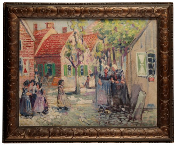 NINA HILL (1877-1970) A Dutch street scene with figures