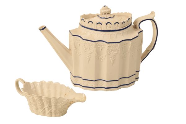 A SMALL  CREAMWARE SAUCEBOAT, 18th century