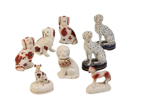 A PAIR OF STAFFORDSHIRE DALMATIAN DOG FIGURES, 19th century