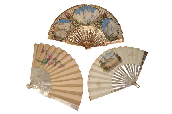 A FRENCH MOTHER OF PEARL FAN, late 19th/early 20th century