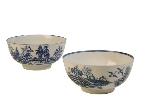 A FIRST PERIOD WORCESTER BLUE AND WHITE SLOPS BOWL,