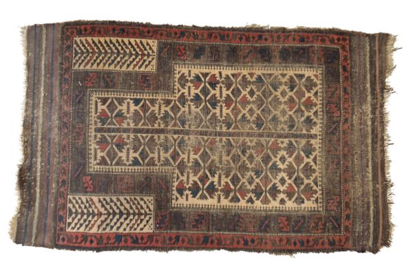 A BRICK RED GROUND CAUCASIAN PRAYER RUG