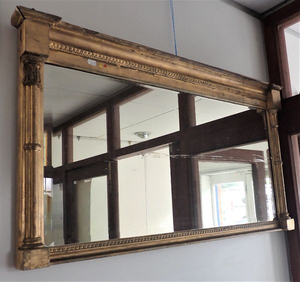 A 19TH CENTURY OVERMANTEL MIRROR