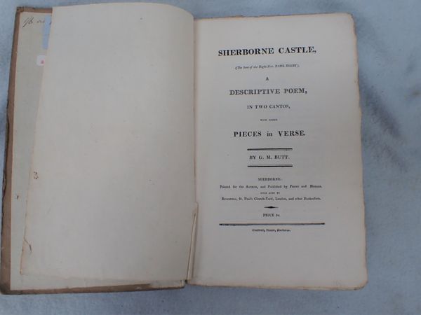 G.M. BUTT 'SHERBORNE CASTLE...A DESCRIPTIVE POEM, IN TWO CANTOS...'