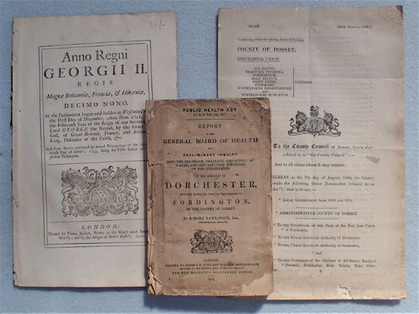 'INQUIRY INTO THE SEWERAGE, DRAINAGE, AND SUPPLY OF WATER...IN DORCHESTER...AND FORDINGTON' 1852