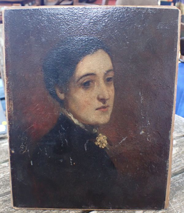 A 19TH CENTURY PORTRAIT OF A LADY,  OIL ON BOARD