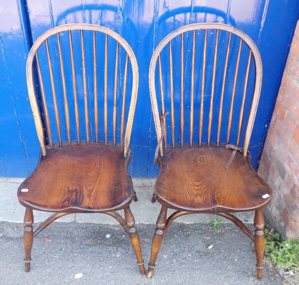 A SET OF SIX ELM AND ASH WINDSOR CHAIRS