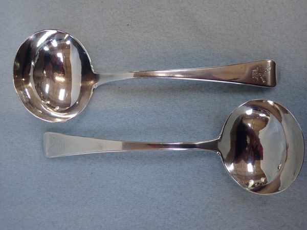 A PAIR SILVER SAUCE LADLES