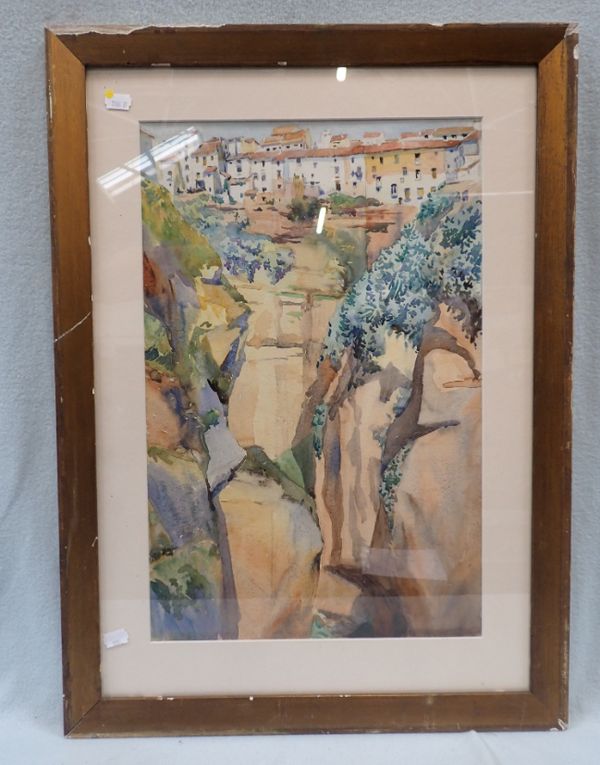 20TH CENTURY WATERCOLOUR OF A MEDITERRANEAN LANDSCAPE