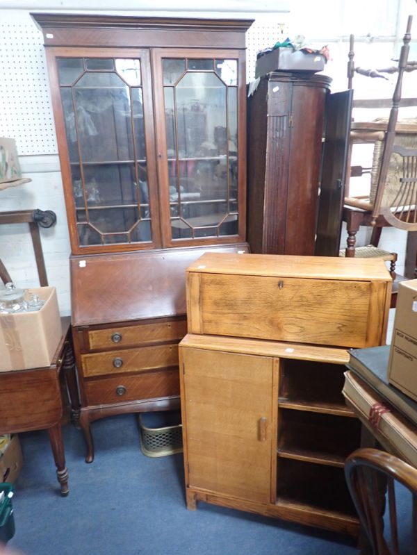 AN EDWARDIAN BUREAU BOOKCASE