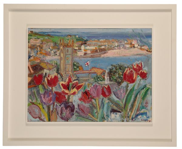 *LINDA MARY WEIR (B. 1951) 'Tulips Opening, Springtime, St Ives'