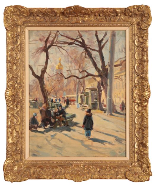 RUSSIAN SCHOOL, 20TH CENTURY Street scene with figures