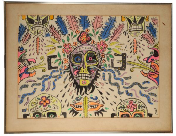 PETER SNOW (1927-2008)  Aztec Biker Icon skull masks 'Peter, Maria and Selina'