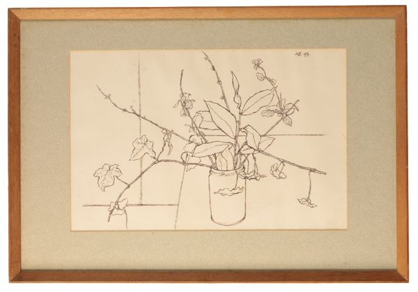 MONOGRAMMIST 'M.H.' A drawing of a plant in a jar