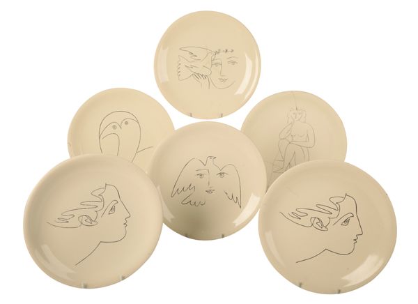 PABLO PICASSO FOR SALINS CERAMICS: A GROUP OF SIX PLATES