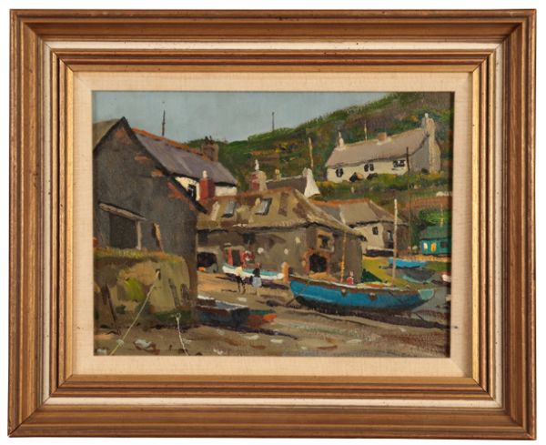 ENGLISH SCHOOL, 20TH CENTURY A coastal town with figures