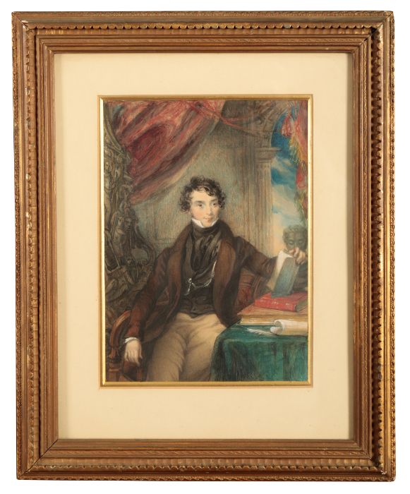 ASCRIBED TO COUNT ALFRED D'ORSAY (1801-1852) A portrait of a young gentleman in an interior