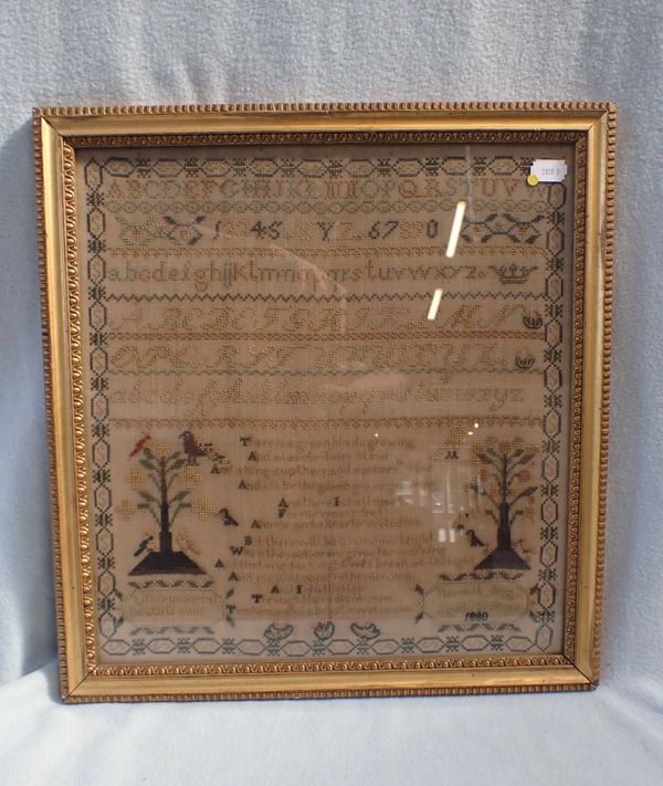 A LATE 19TH CENTURY NEEDLEWORK SAMPLER