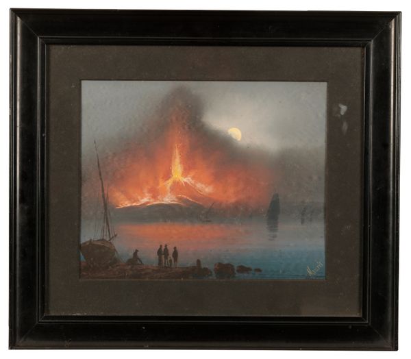 NEAPOLITAN SCHOOL, 19TH CENTURY Vesuvius erupting at night