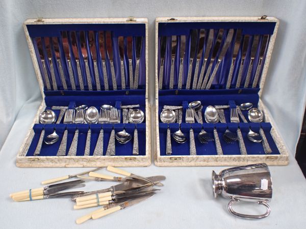 TWO CASED SETS OF CUTLERY