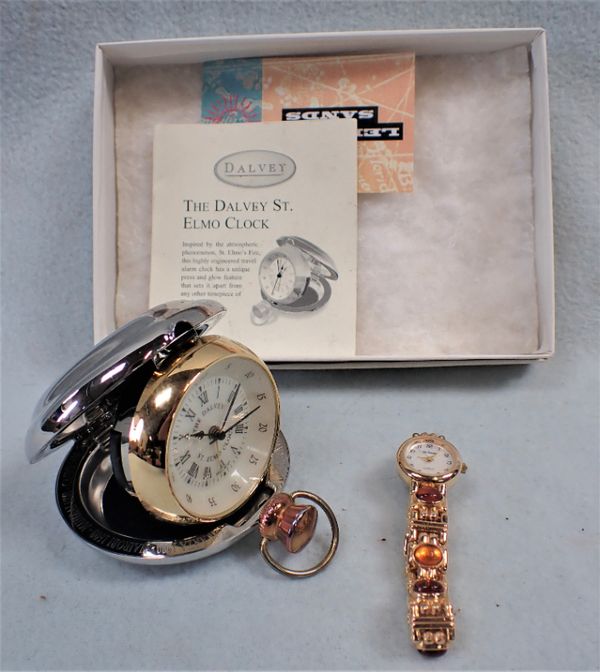 A LEE SANDS WRISTWATCH, WITH AMBER MOUNTS