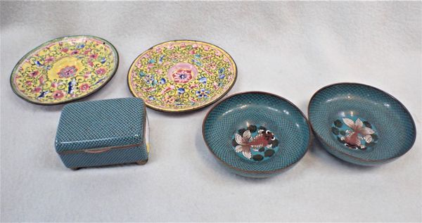 A SMALL  BLUE CLOISONNE BOX