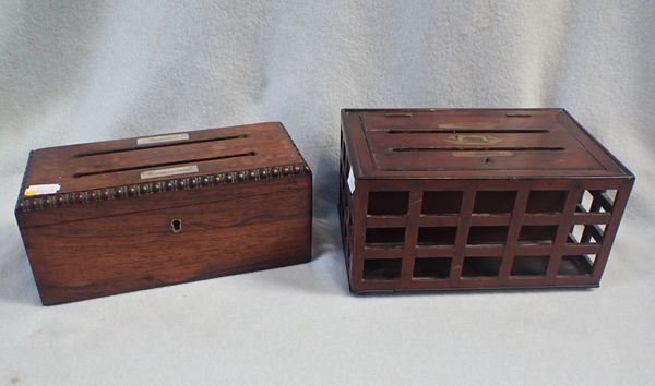 A 19TH CENTURY TABLE-TOP LETTER BOX, DATED 1831