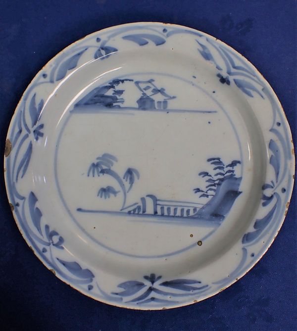 A TIN GLAZED DELFTWARE PLATE