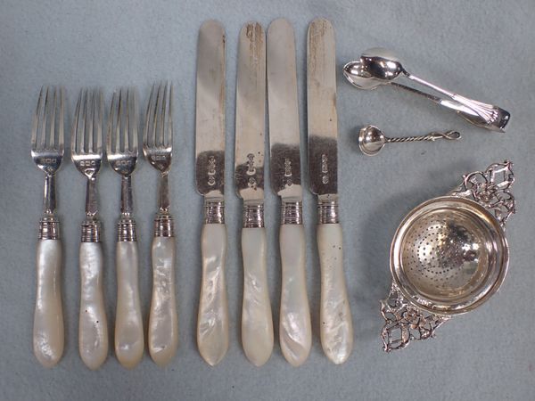 A PART SET OF SILVER FRUIT EATERS