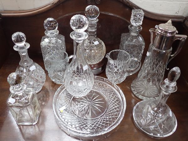 A WATERFORD DECANTER AND TRAY